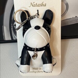 Natasha Couture French Bulldog Bagcharm/Keychain with Silvertone hardware
